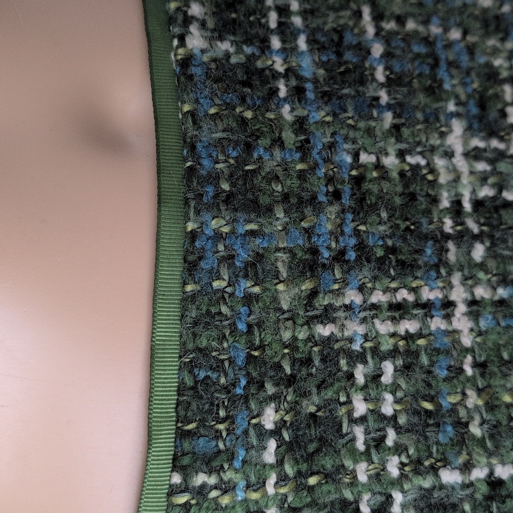 DANIER Made in Canada Wool Blend Tweed Midi Skirt Green Blue Plaid Size 8 - Picture 5 of 16